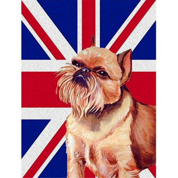 Carolines Treasures LH9466GF Brussels Griffon With English Union Jack British Flag Flag Garden Size