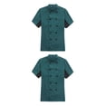 thumbnail image 2 of Wosthever Chef Coat Men Short Sleeve Cook Jacket Cooking Clothes Uniform Spring Skin-friendly for Restaurant Hotel Cafe Kitchen Verde oscuro 3XL 2Conjunto, 2 of 6