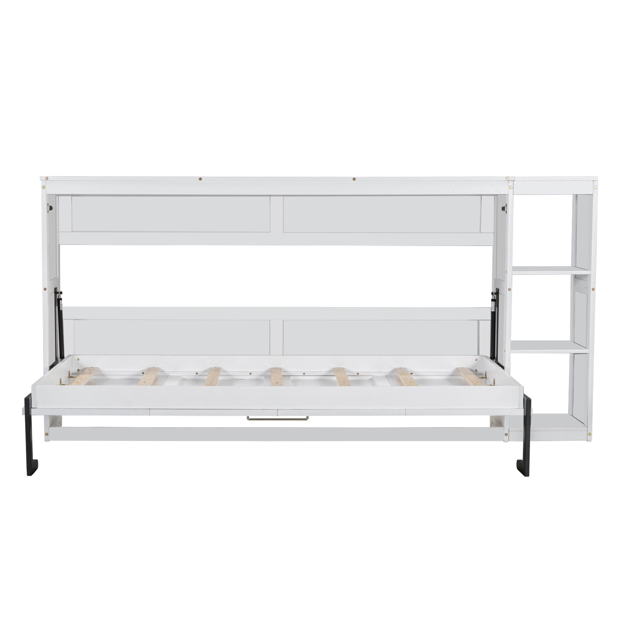 MAYEERTY Twin Size Murphy Bed - With Bookshelf, White