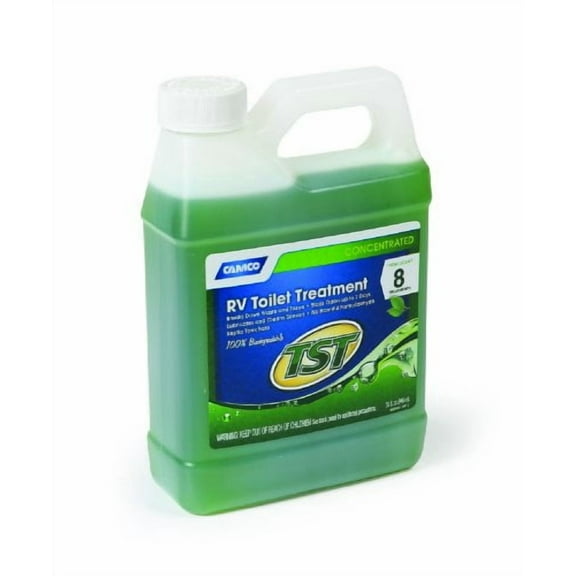 Camco TST Fresh Scent RV Toilet Treatment, Formaldehyde Free, Breaks Down Waste And Tissue, Septic Tank Safe, Treats up to 8 - 40 Gallon Holding Tanks (32 Ounce Bottle)