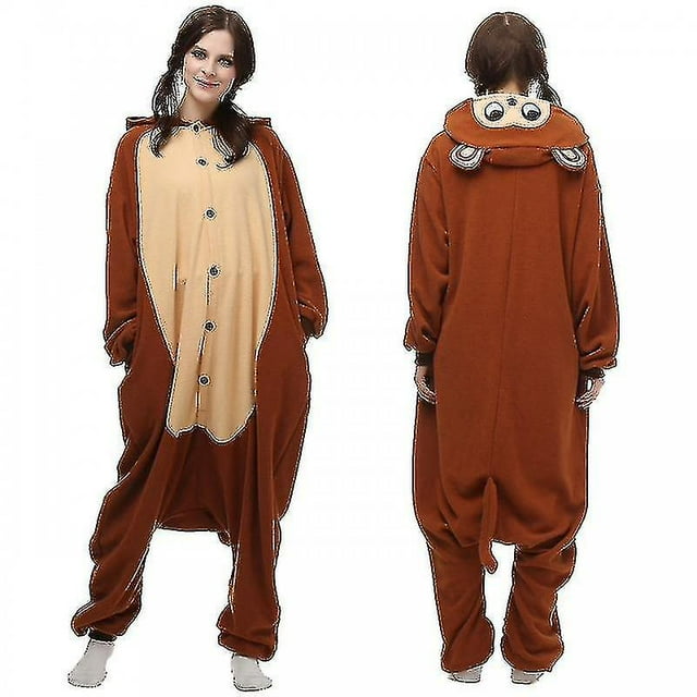 Combinaison Pyjama une-Pièce Kigurumi à Oreilles Rondes Singe Costume Chandail à Capuchon Animal