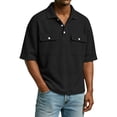 thumbnail image 5 of GrmtClth Waffle Knit Polo Shirts for Men Breathable Short Sleeve Top Athletic Collared T-Shirt Trend with Pocket Clothing Solid Black XL, 5 of 5