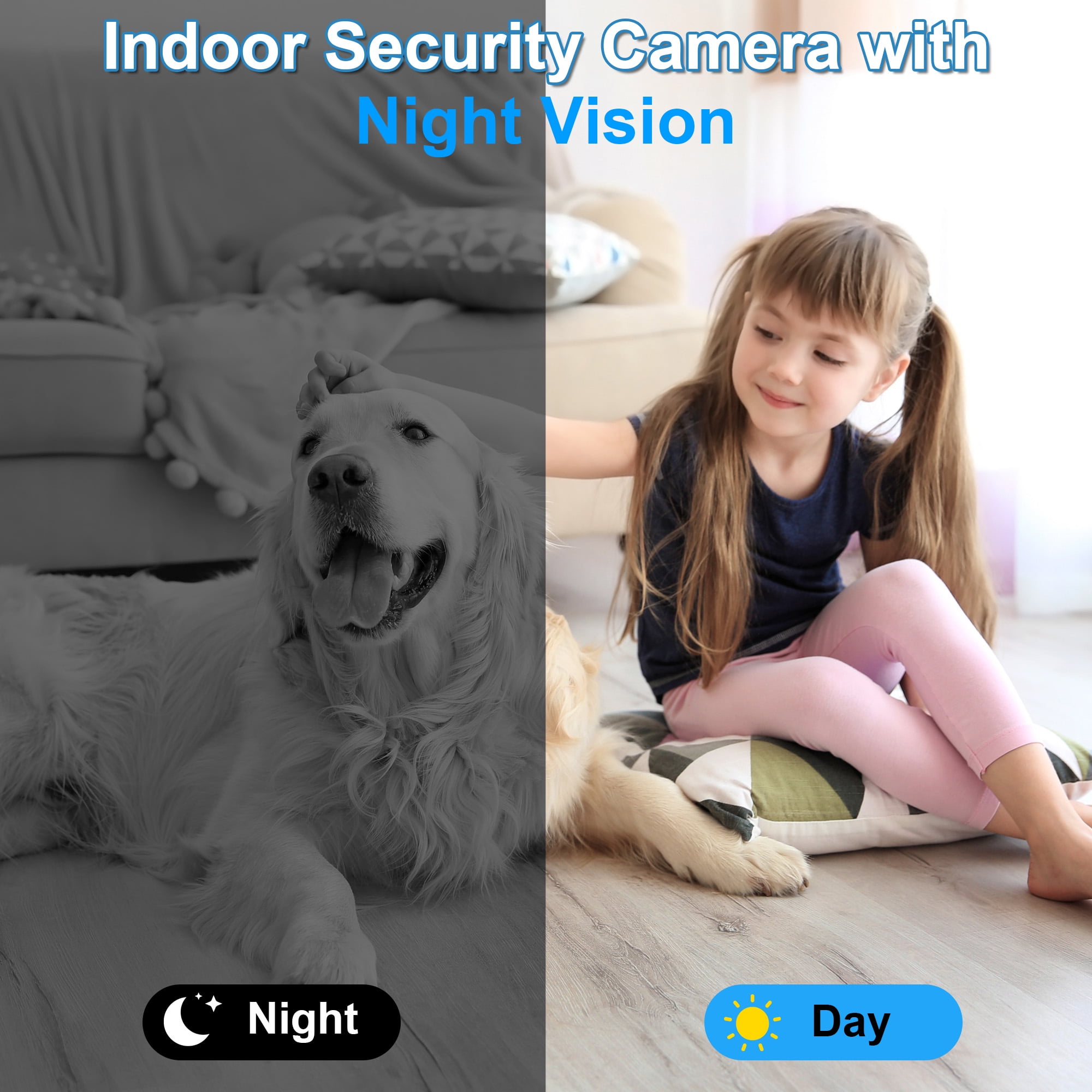 Ourlife 2K WiFi Security Cameras Indoor, Wireless Hidden Spy Camera with Motion Detection and Night Vision, Mini Nanny Cam for Home, 2 Pack, White