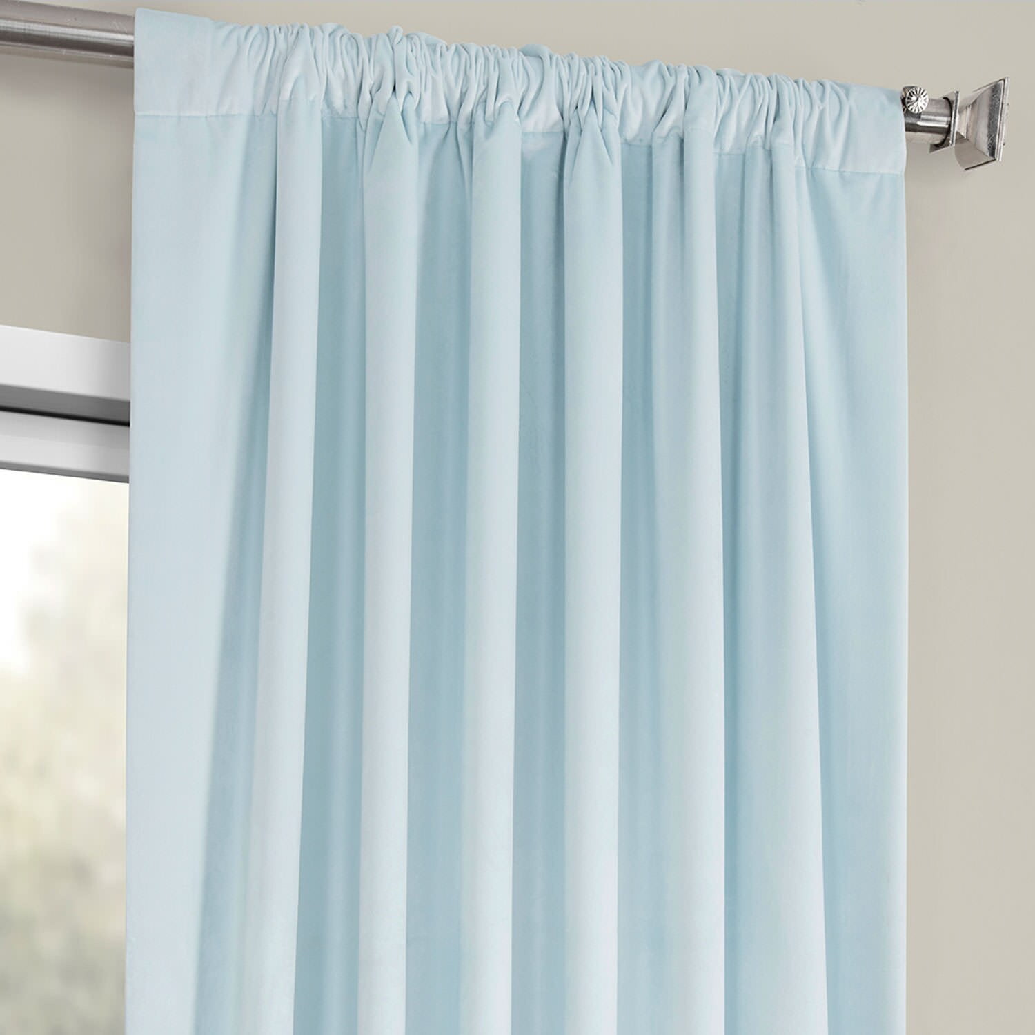 Half Price Drapes Aquarius Blue Heritage Plush Velvet Room Darkening Curtains (1 Panel), 50W X 120L