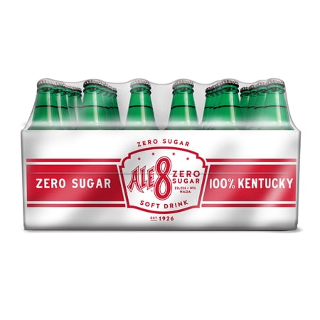 Ale-8-One Zero Green Glass Soda Pop, 12 Fl Oz, 24 Pack Bottles