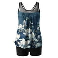 thumbnail image 3 of TrendVibe365 Ladies Swimsuits 2 Piece Tank White Bathing Suits Boyfriend Shorts Tank Floral Swimwear Beachwear L, 3 of 4