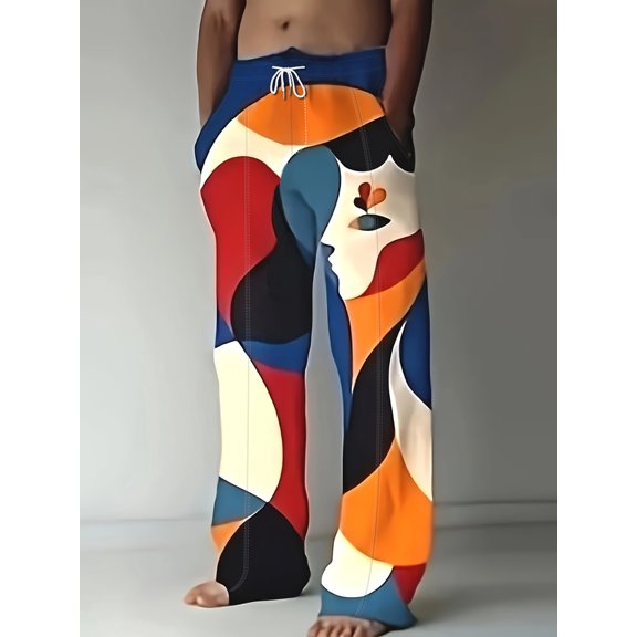 Men's Wide Leg Pants with Pockets High Waist Adjustable Loose Casual Trousers Business Work Casual Pants