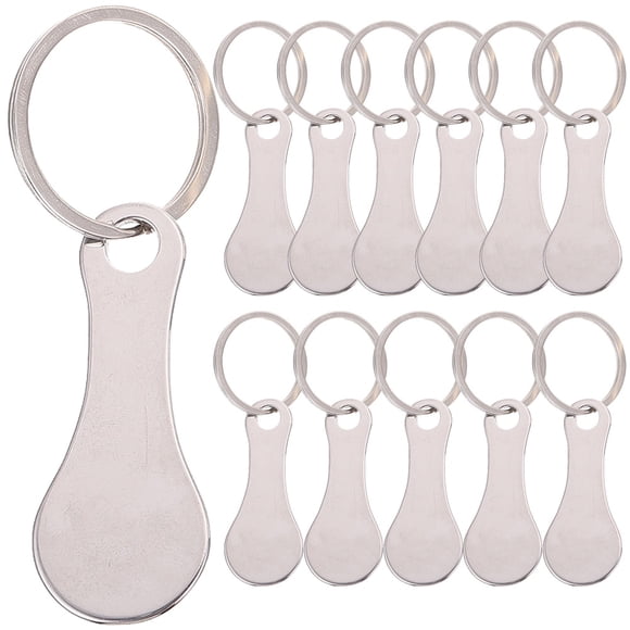 12 fichas para carrito de la compra de acero inoxidable, llaveros portátiles, suministros para carrito de la compra.
