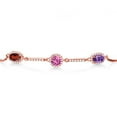thumbnail image 2 of Gem Stone King Keren Hanan 18K Rose Gold Plated Silver 3 Stone Created Moissanite Adjustable Bracelet for Women with Oval and Round Red Garnet Pink Created Sapphire Purple Amethyst (1.90 Cttw), 2 of 4