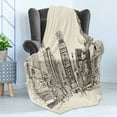 thumbnail image 4 of NYC Soft Flannel Fleece Throw Blanket, Sketchy Engraving Style Drawing of Times Square Urban Famous Scene Towers Print, Cozy Plush for Indoor and Outdoor Use, 60" x 80", Eggshell Taupe, by Ambesonne, 4 of 5