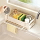 thumbnail image 4 of Soporte para esponja de fregadero con gancho para trapo | Organizador de plástico para dispensadores de jabón, cepillos y esponjas | Organizador compacto de encimera para accesorios de limpieza de, 4 of 6