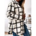 thumbnail image 5 of Women Flannel Shacket Plaid Button Down Long Sleeve Shirts Jacket Coats Fall Outfits Fashion Clothes White M, 5 of 8