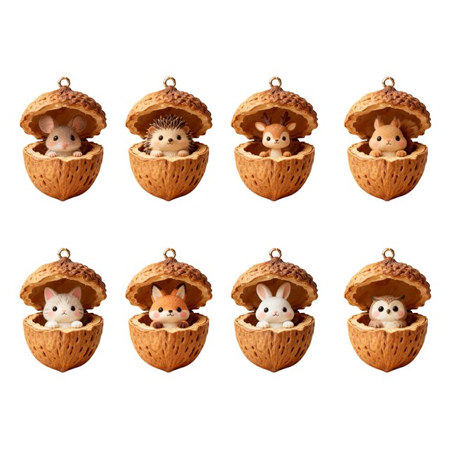 Adornos de animales del bosque en forma de bellota, decoraciones navideñas de acrílico para el árbol de Navidad, 2D