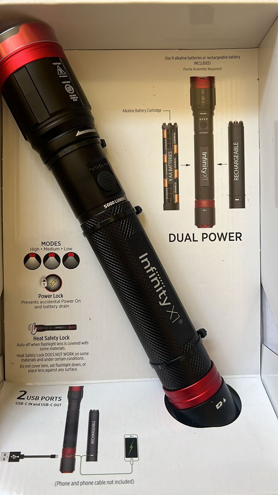Lampe torche rechargeable Infinity X1 à double alimentation 5000 lumens