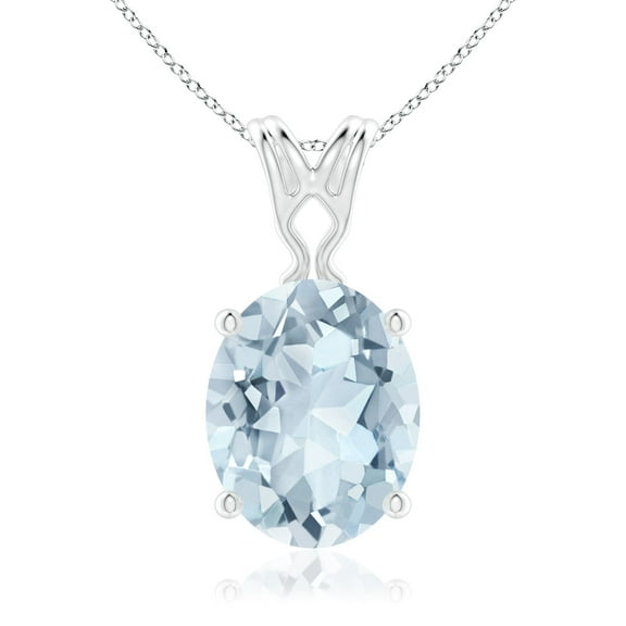 ANGARA Natural Vintage Inspired Solitaire 2.2 ct Aquamarine Pendant in 14K White Gold for Women (Size-10x8mm) | March Birthstone, Anniversary, Jewelry Gift for Women | Natural Aquamarine Necklace