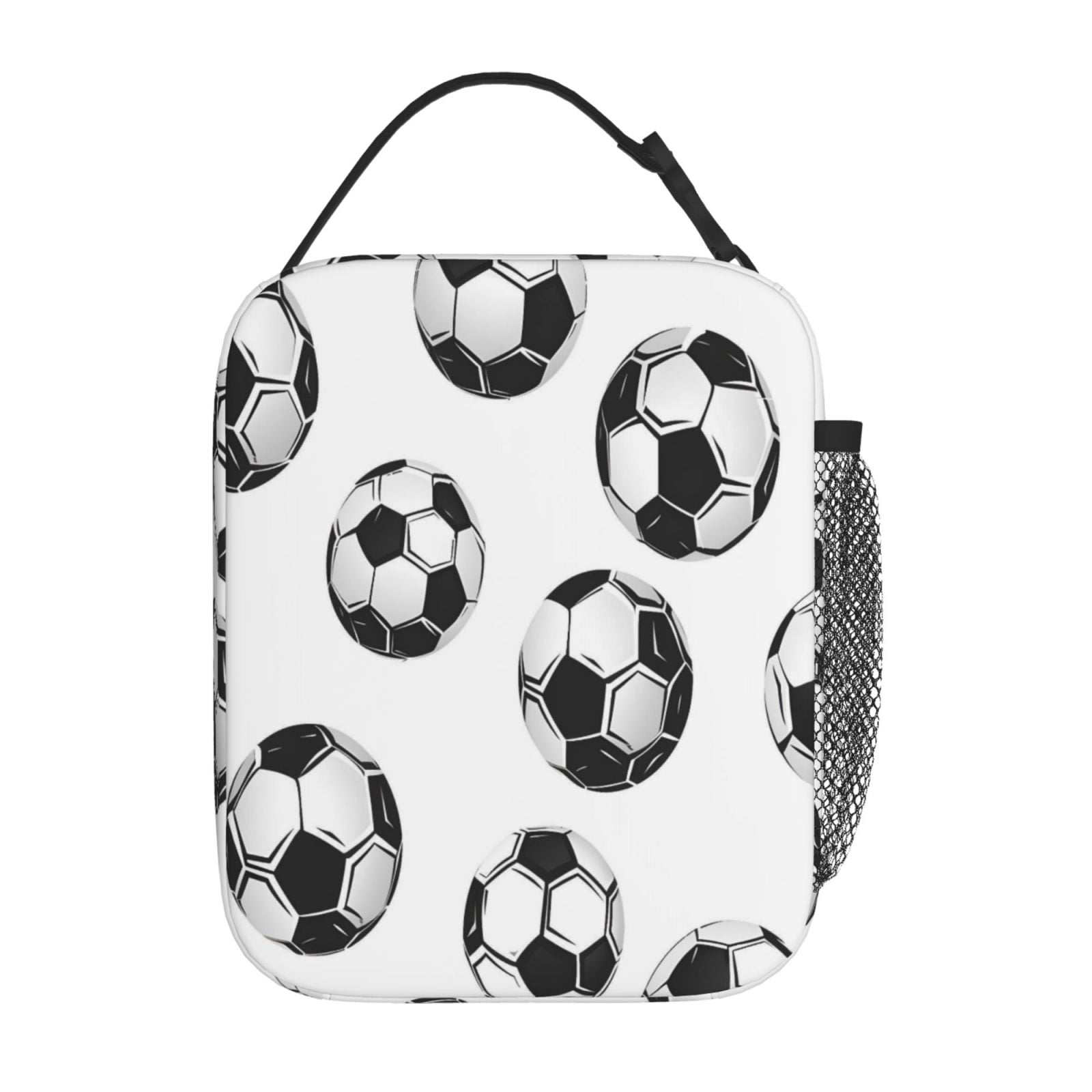 Lunch Bag For Women Men Insulated Portable Lunch Box Bento Box Office Picnic Travel Cooler Bag Soccer Football Theme Sporty Dynamic Style Soccer Balls