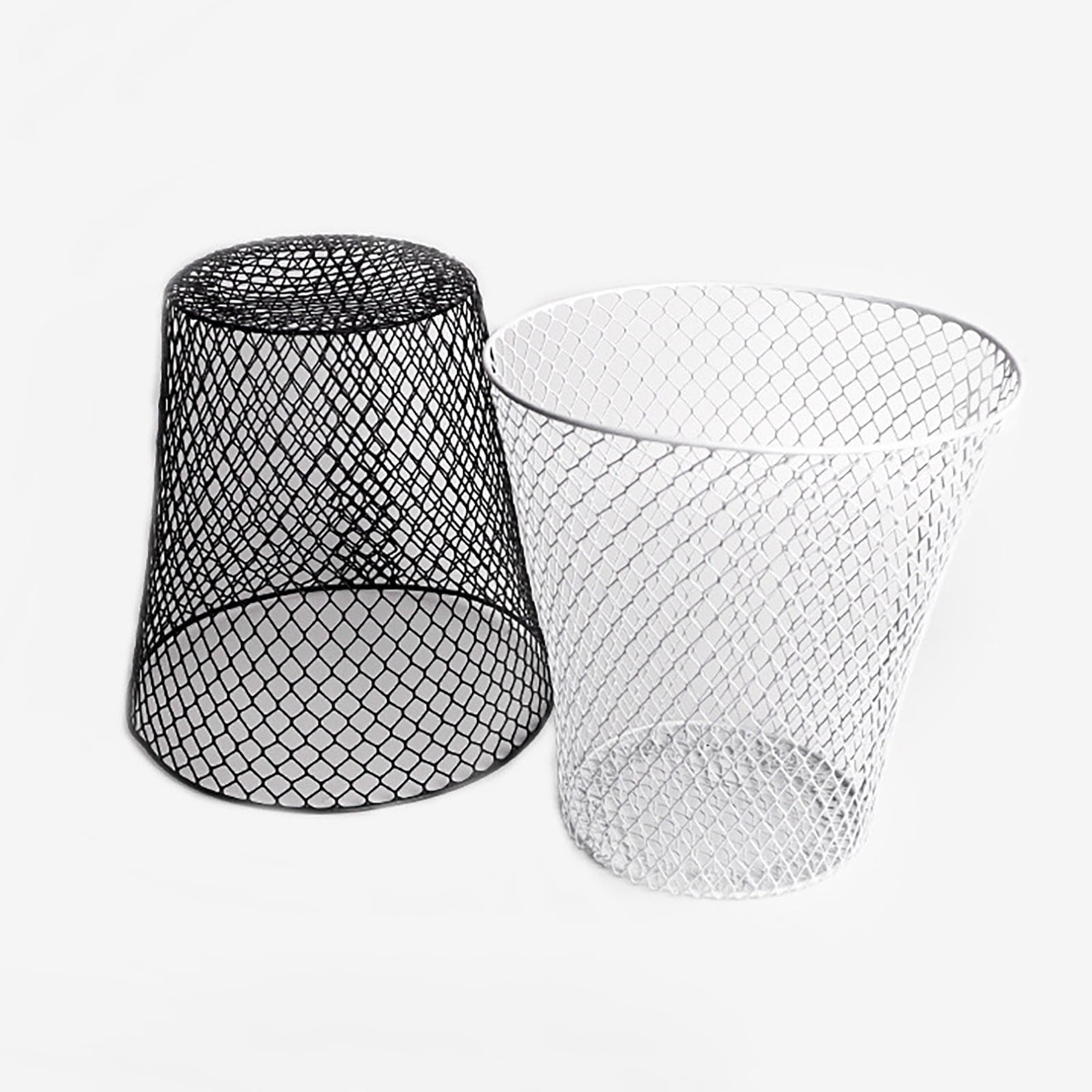 9in Tall Wire Mesh Waste Basket, Small Round Open Top Wastebasket, Recycling Bins Garbage Waste Baskets, Wire Mesh Desk Can for Bathroom Bedroom Office School,White - 4PCS