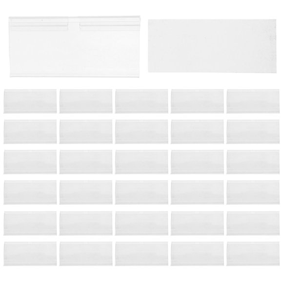 HONMEET 100Sets Clear Plastic Price Label Holder Stand for Store Shelf Pricing Card Display