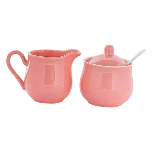 Servicio de azúcar y crema de cerámica que incluye un recipiente para crema, un servicio de café, un azucarero Rosa