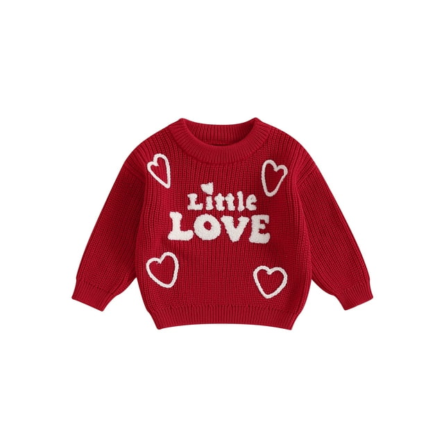 Gupgi Chandails de Printemps pour Filles Tout-Petits Mode Cœur d'Amour Manches Longues Col Rond Pulls pour Bébés Filles