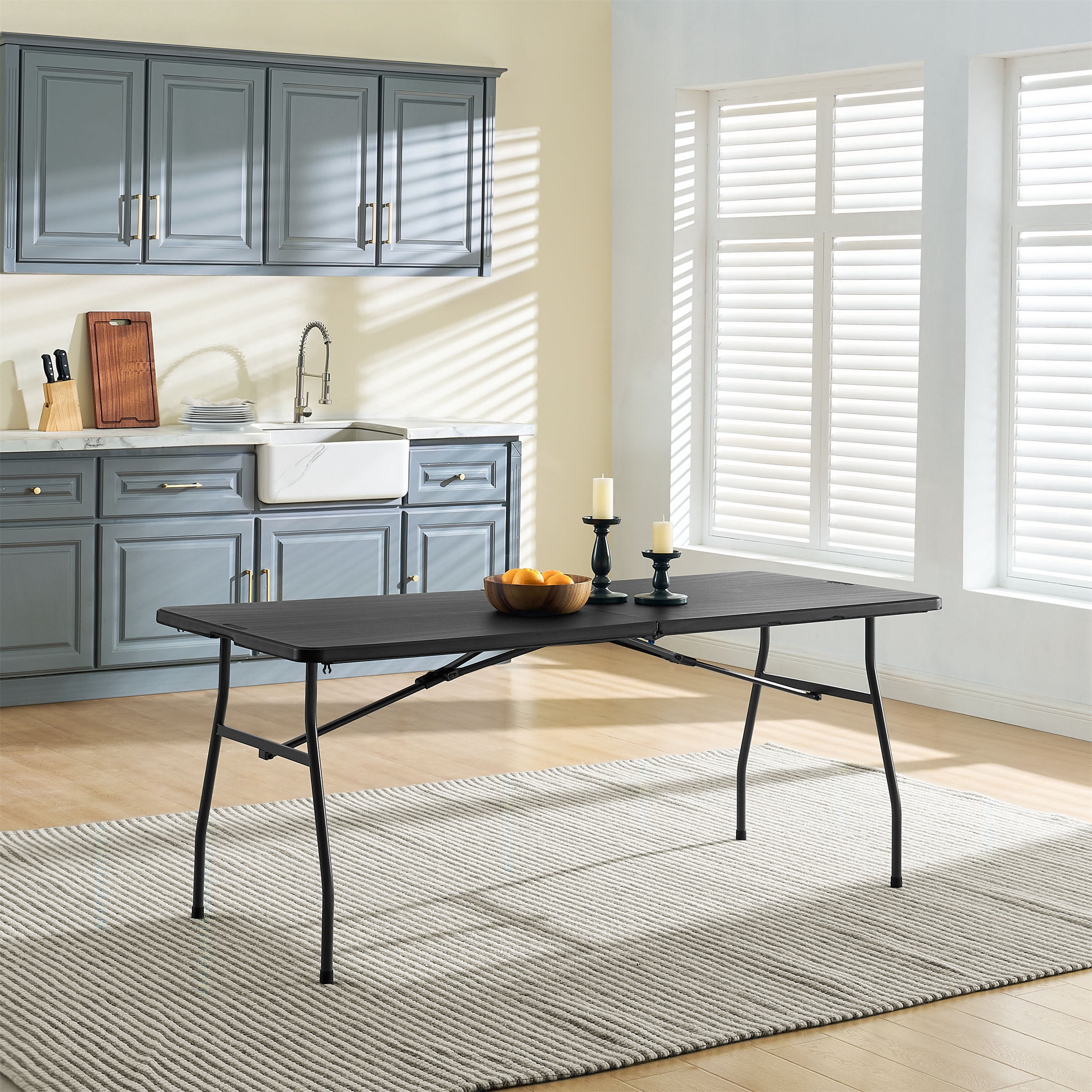 Mainstays 6' Rectangle Centerfold Folding Table, Black