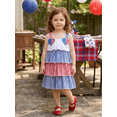 thumbnail image 4 of BemeyourBBs Toddler Baby Girl 4th of July Dress Little Baby Girl Patriot Independence Day Summer Dress Casual Red White Blue Plaid I Love USA Tiered Dress Beach Party Holiday Derss Clothes, 4 of 9