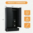 thumbnail image 3 of STANI Metal Wardrobe Closet with Hanging Rod, 72" Black Armoire Wardrobe Cabinet with Drawer, Clothes Storage Organizer Cabinets for Bedroom, Bathroom, Office, 3 of 15