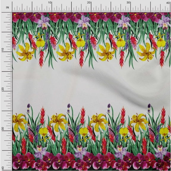 oneOone Cotton Flex Fabric Leaves & Flower Panel Print Fabric By The Yard 40 Inch Wide