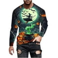 thumbnail image 2 of FDGIU Men's Halloween Graphic Tees Men Casual Round Neck Long Sleeve Pullover Halloween Printed T-Shirt Blouse Tops Casual Shirts, 2 of 5