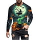 thumbnail image 2 of Blusas y camisas de manga larga con cuello redondo para hombre, estilo casual, cuello redondo, manga larga, camiseta estampada de Halloween, blusas, blusas de poliéster para hombre., 2 of 5