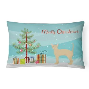 Caroline's Treasures CK4627PW1216 German Rex #2 Cat Merry Christmas Canvas Fabric Decorative Pillow, 12H x16W,