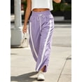 thumbnail image 4 of Women's Baggy Wide Leg Pants Casual Drawstring Elastic Waisted Contrast Color Workout Y2K Track Pants, 4 of 6