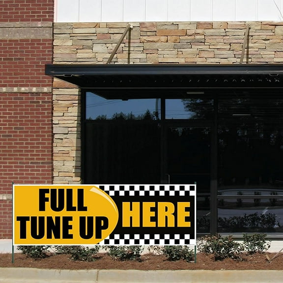Auto Repair - 3' x 9' "Full Tuneup Here" 10 oz. Vinyl Banner, with Grommets for Hanging