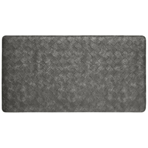 Home Dynamix Trenton Solace Traditional Diamond Textured Kitchen Mat, Grey, 17"x39"