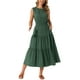 thumbnail image 2 of Vestidos de verano sin mangas para mujer INSPIRE CHIC, vestido midi casual con cuello redondo, con volantes y bolsillos en verde ejército, 2 of 6