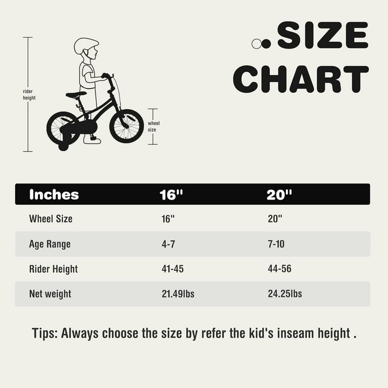 POWANLI 16 Kids Bike for Boys Girls Ages 4 8 Years Lightweight Alloy Frame Bicycle Disc Adjustable Handlebar Training Wheels white Walmart