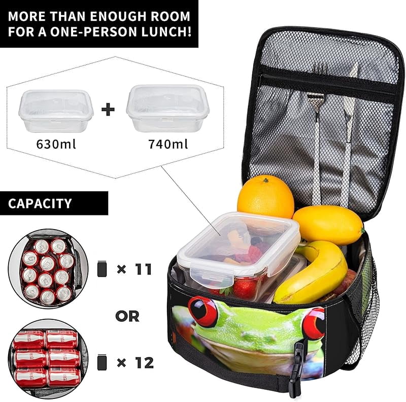 Frog Lunch Box Insulated Soft Bag Reusable Cooler Bag For Women&Men&Work Picnic Hiking