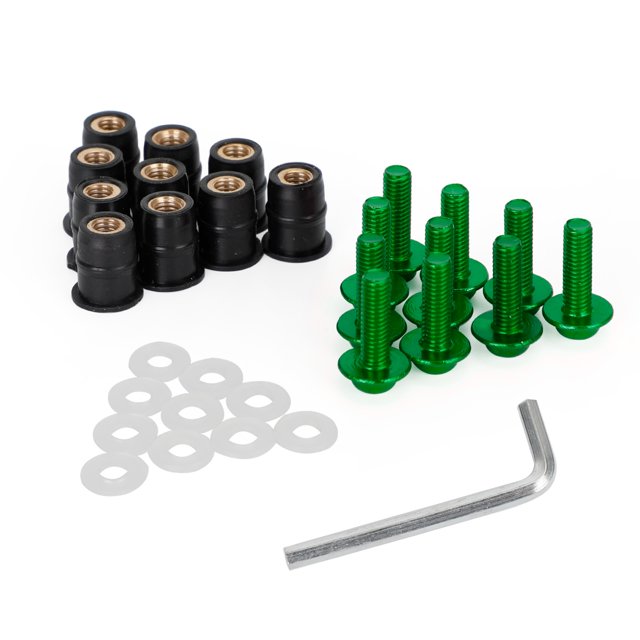 Pare-vent pour Moto Alu M5x16mm kit de Rondelles de Vis Vert 10 Pack