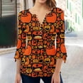 thumbnail image 3 of zanvin Womens tops Liquidation Halloween Imprimé Manches 3/4 Col Rond T-Shirts Basique, Orange, m, 3 of 5