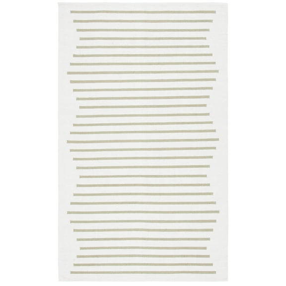 SAFAVIEH Montauk Amadine Striped Cotton Area Rug, Ivory/Light Green, 6' x 9'