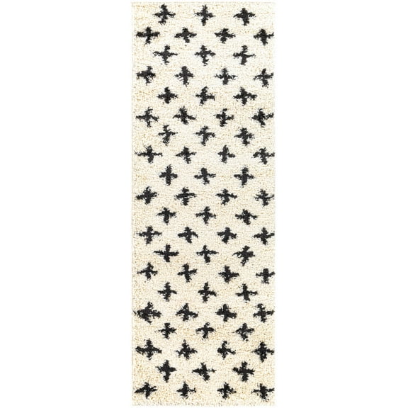 BoutiqueRugs Gambo Bohemian, Transitional Runner Rug - Black, Cream - 2'7" x 7'3" Runner