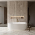 thumbnail image 2 of Juliette 71 Inch Freestanding Bathtub in White with Shiny White Trim and Floor Mounted Faucet in Brushed Gold, 2 of 9