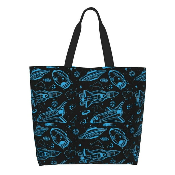 Balery Spacecraft Bolsa Tote Estilo Estético con Cremalleras, Bolsa de Hombro, Bolsa de Compras Grande y Plegable