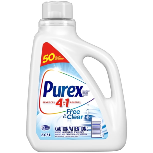 Purex 4 in 1 Liquid Laundry Concentrated Detergent, Free & Clear, 2.03 ...