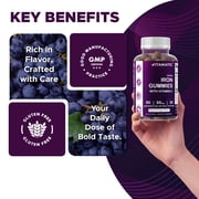 Vitamatic Iron 65 mg Gummies Supplement for Women & Men - 60 Vegan Gummies - Great Tasting Iron Gummy Vitamins with Vitamin C (1)