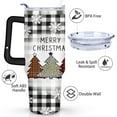 thumbnail image 3 of Checkered Snowflake Christmas Tree 40 Oz Tumbler with Handle Lid and Straw, Stainless Steel Double Walled Vacuum Insulated Cup, Cute Birthday Gifts Tumbler for Women Men Friends, 3 of 7
