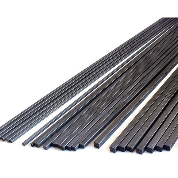 8 Pcs Tiges en Fibre Carrées 2.0mm Carbon 2.0x2.0x300mm, Tube Carré Solide (pultrusion) Longueur 300mm, 1.4/2/3/4/6mm Disponibles