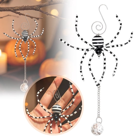 Halloween Ornaments Halloween Crystal Spider Hanging Ornament, Glowing Spider Web Hanging Decor With Shimmering Beads Party Scene Decoration For Indoor Outdoor Home Yard Tree Porch