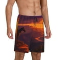 thumbnail image 2 of Xecao Sunset Valley Western Cowboy Print Men's Sleepwear Shorts Pajama Bottom Lounge Short nightwear with Convenient Pockets for Relaxed Home Wear-X-Large, 2 of 6