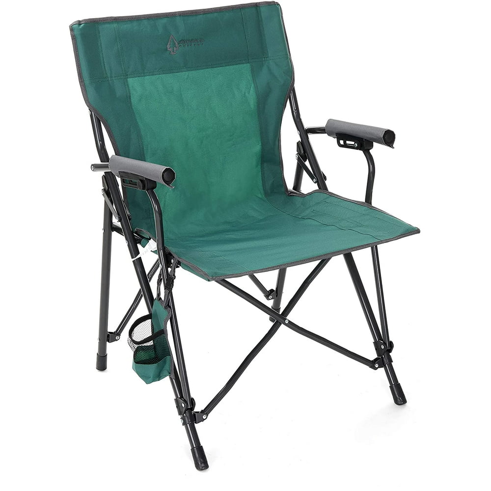 ARROWHEAD OUTDOOR Portable Solid Hard-Arm High-Back Folding Camping Quad Chair, Heavy-Duty 
